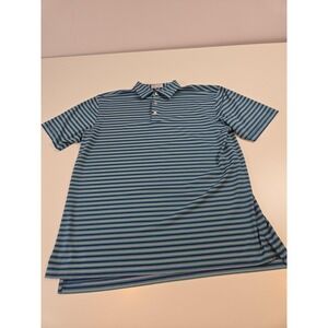 Peter Millar Polo Shirt Mens Large Blue Stripe Summer Comfort Golf No Logos